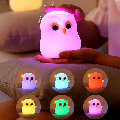 Owl Night Light Cute Silicone Night Lamp Rechargeable RGB Ambience Lamp Room Decoration Funny Animal Children Night Light Gift