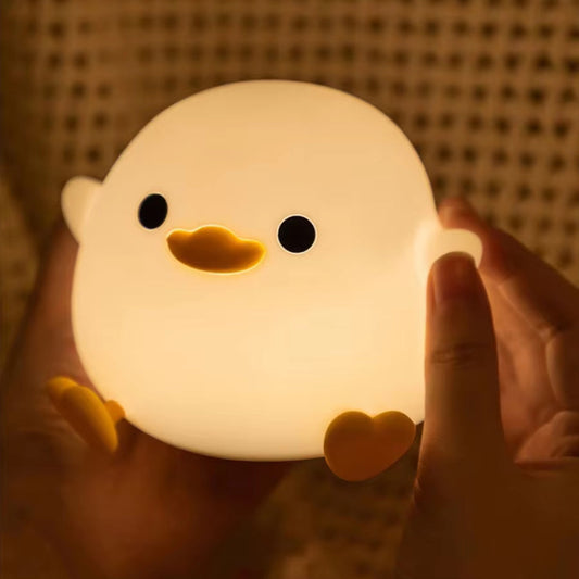 Duck Silicone Night Light for Children with Timer Usb Rechargeable Dimming Touch Lamp Sleeping Bedroom Cartoon Animal Decor Gift