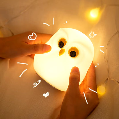 Owl Night Light Cute Silicone Night Lamp Rechargeable RGB Ambience Lamp Room Decoration Funny Animal Children Night Light Gift