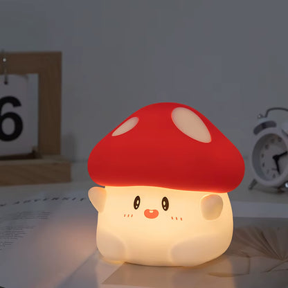 Cute Mushroom Night Light 2 Levels Dimmable Nursery Nightlights Rechargeable Peach Bedside Touch Silicone Lamp for Gift