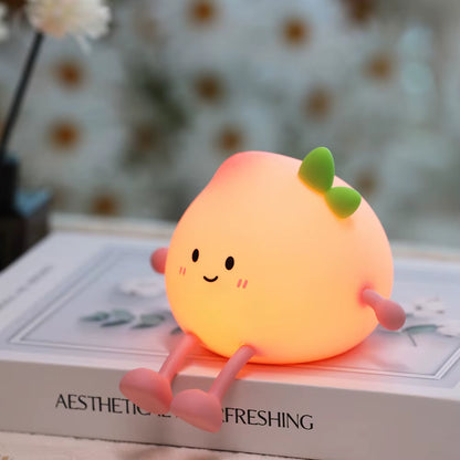 Cute Mushroom Night Light 2 Levels Dimmable Nursery Nightlights Rechargeable Peach Bedside Touch Silicone Lamp for Gift