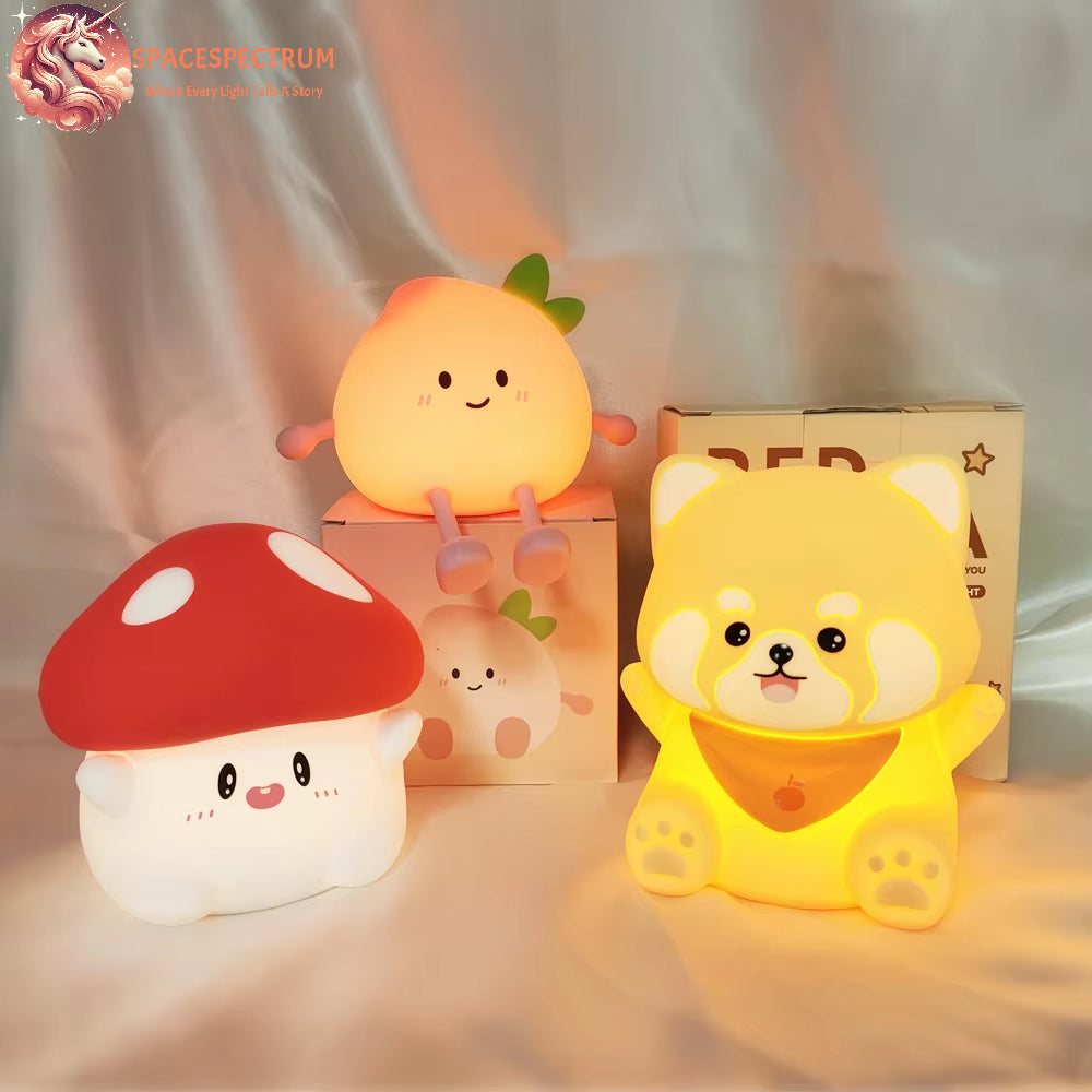 Spectrum™ Cute Red Panda, Mushroom & Peach and Night Light